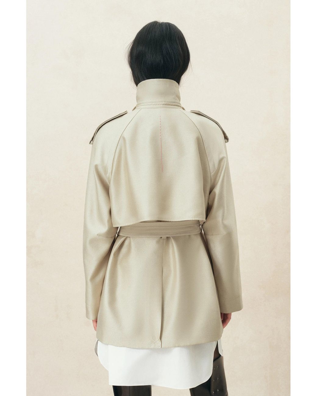 Fabrique Natural Elsa Belted Oversized Cropped Trench Coat
