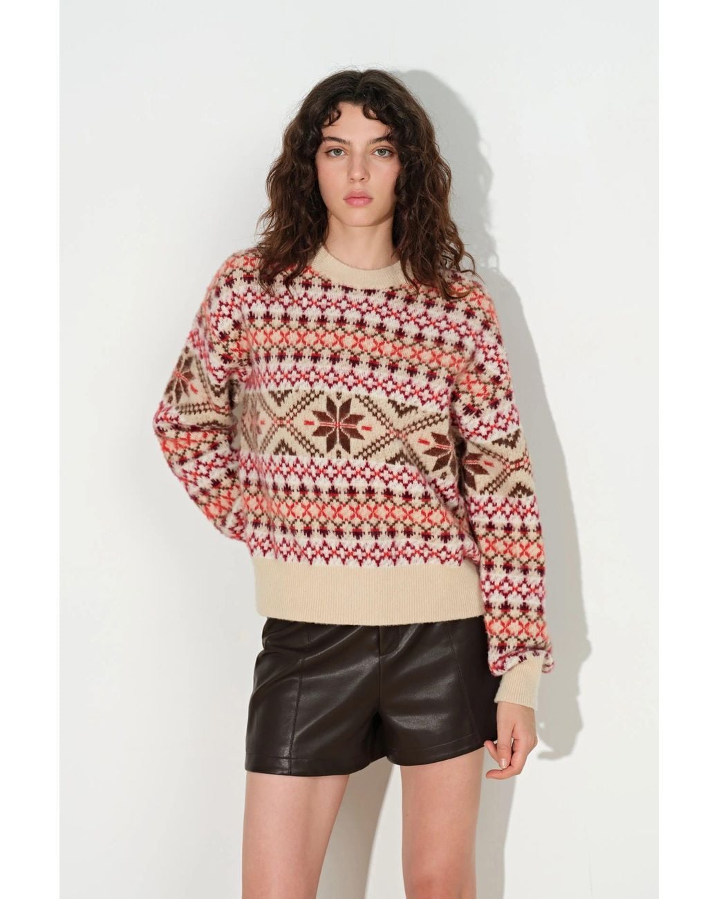 Fabrique Red Fiona Fair Isle Sweater