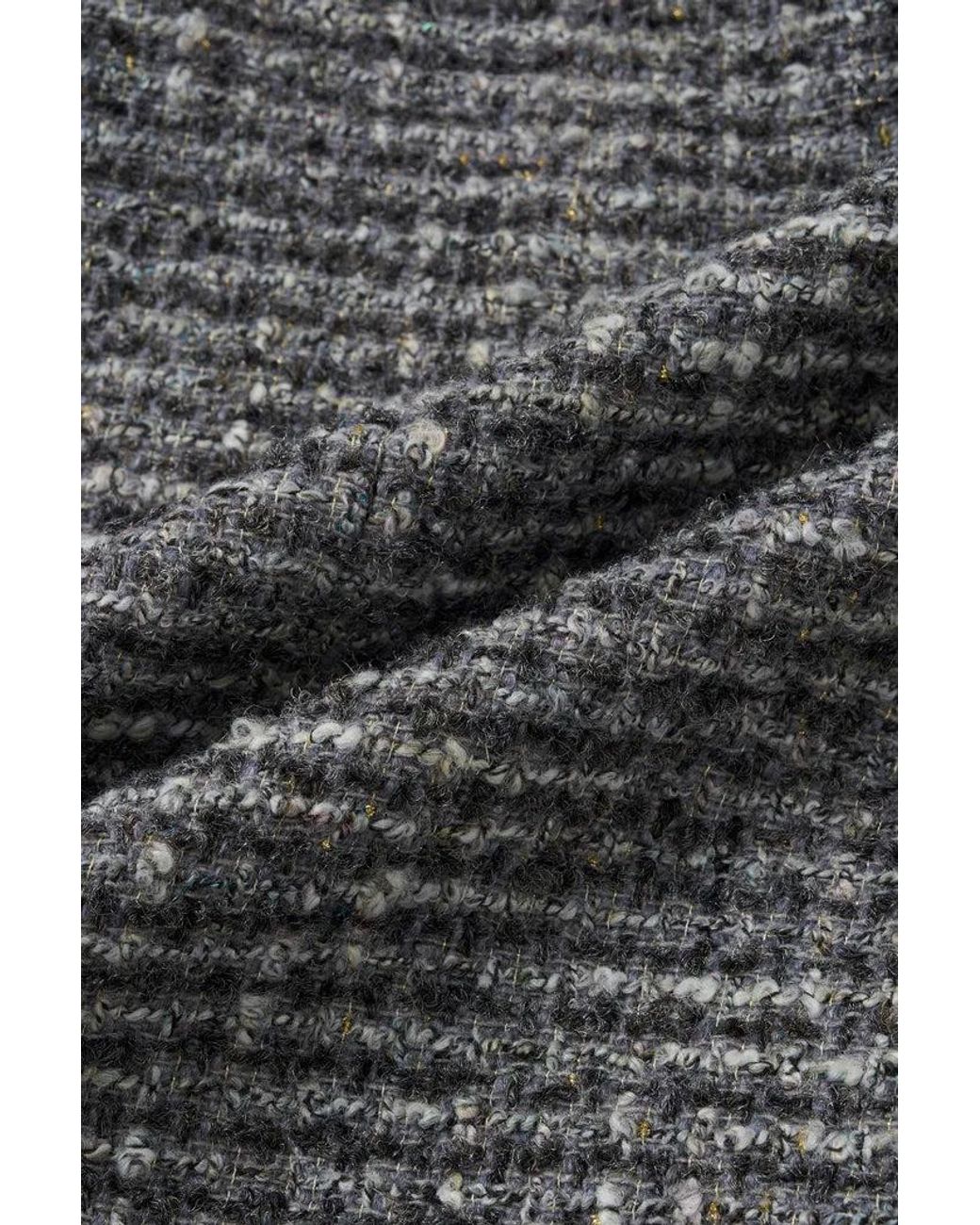 Fabrique Blue Sloane Double Breasted Metallic Trim Tweed Jacket