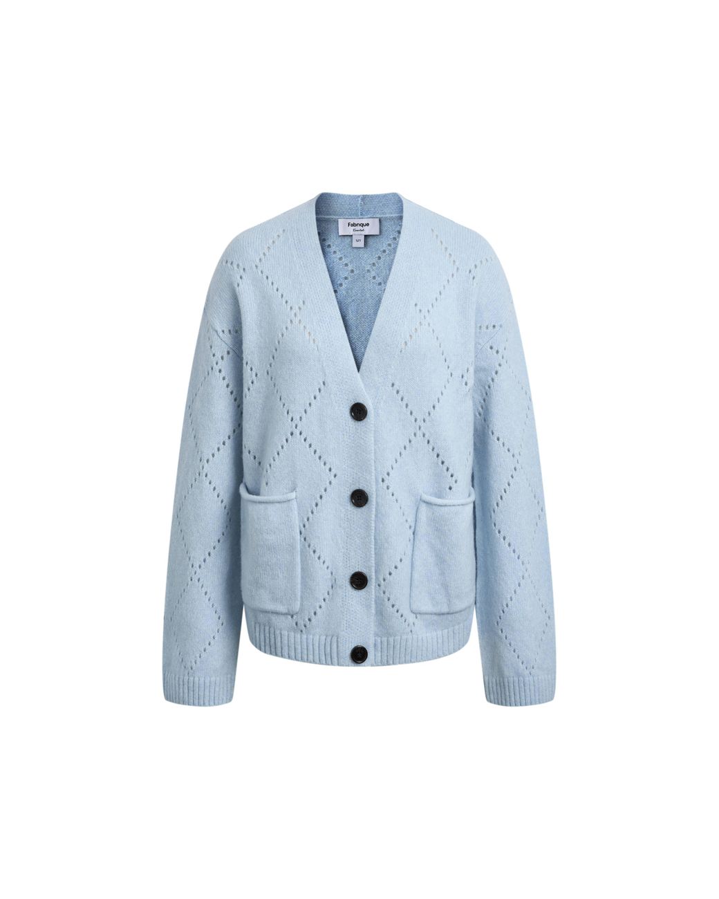 Fabrique Blue Kaia Argyle Openwork Cardigan