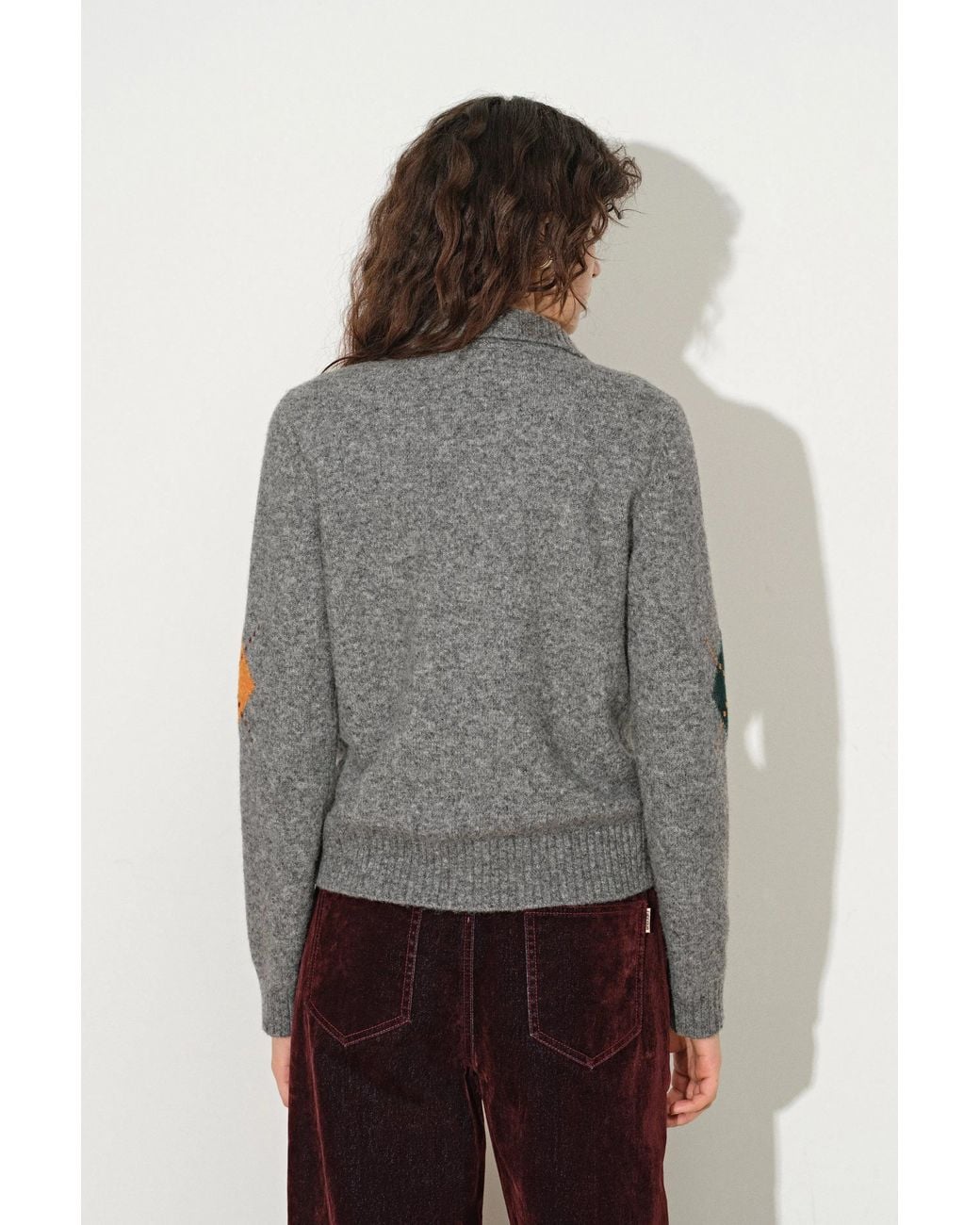 Fabrique Gray Sidonie Argyle Lapel Cardigan