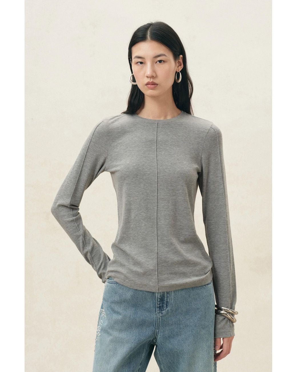 Fabrique Blue Ella Structured Seam Detail Top