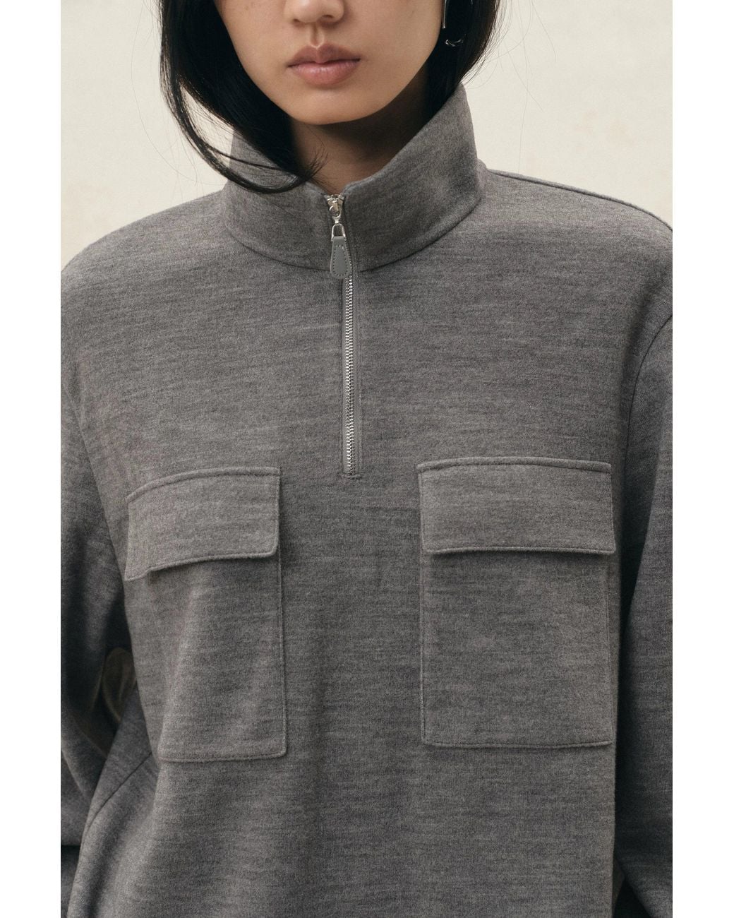 Fabrique Natural Isadora Half Zip Knit Top