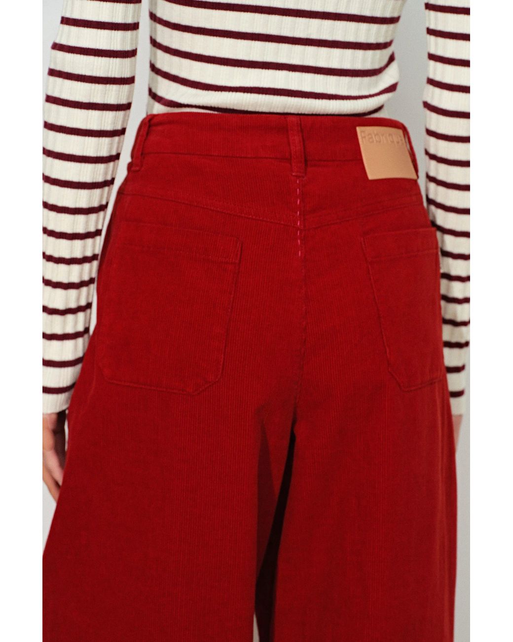 Fabrique Red Honora Pleated Wide Leg Pants