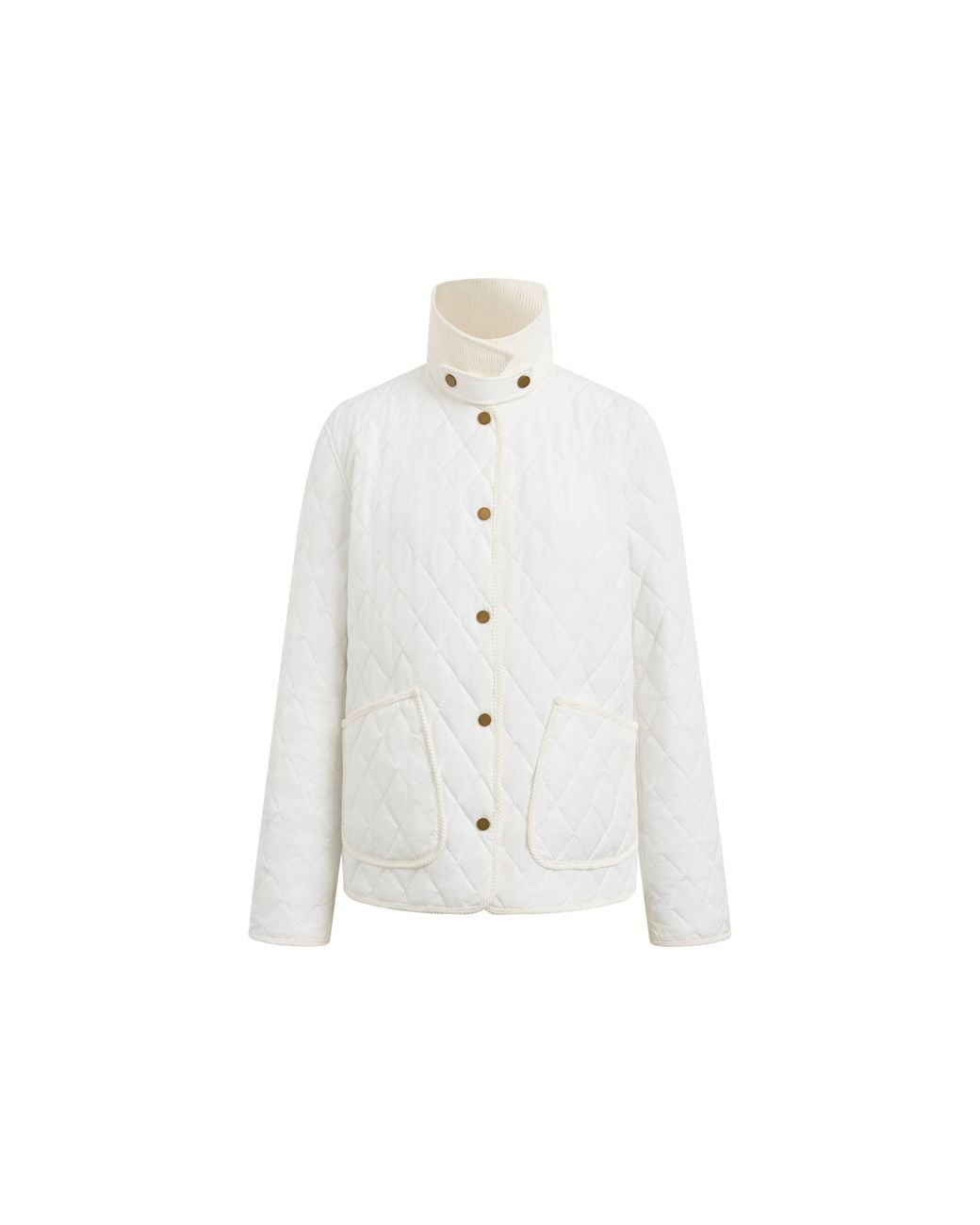 Fabrique Natural Rory Cropped Quilted Jacket With Corduroy Collar