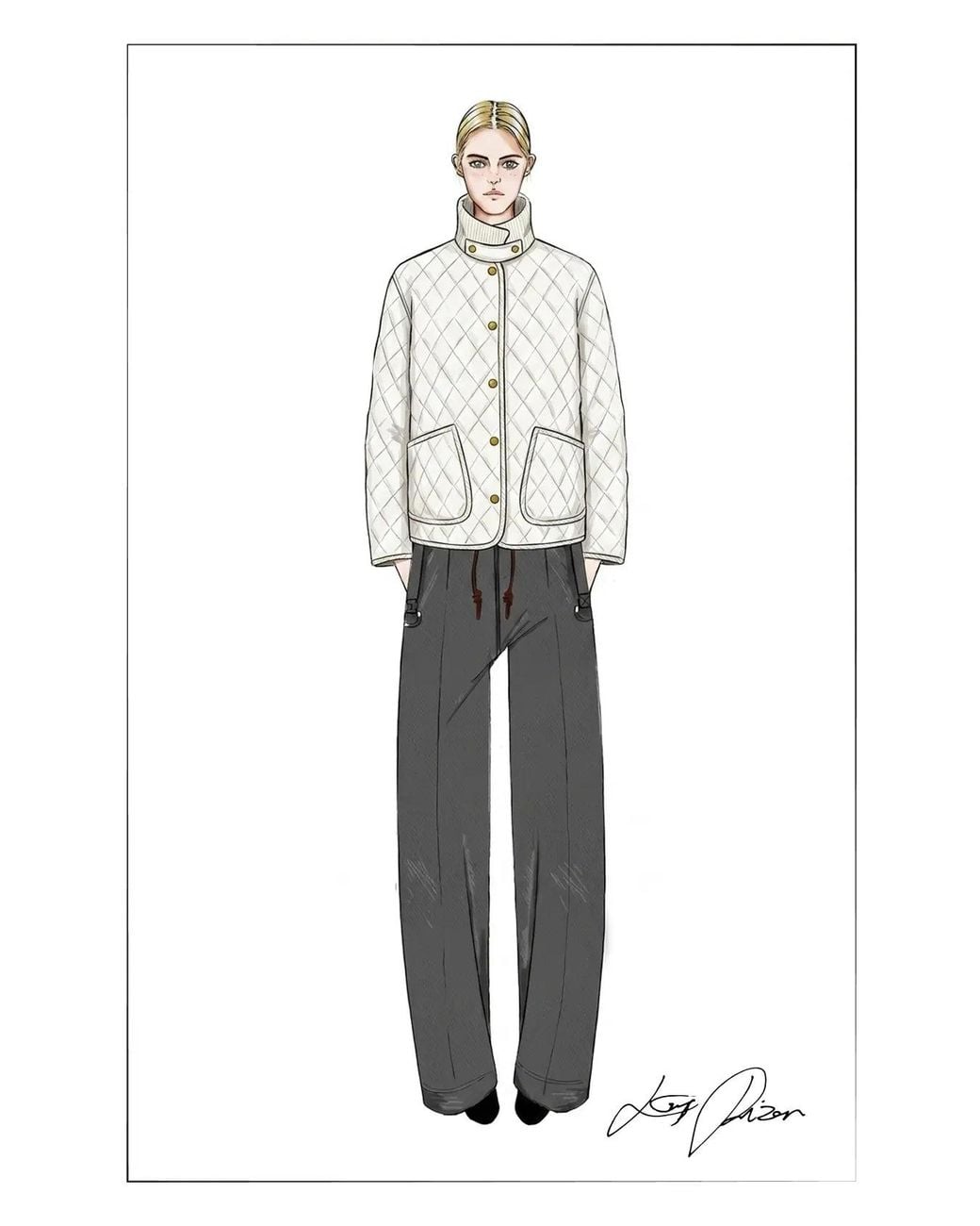 Fabrique Natural Rory Cropped Quilted Jacket With Corduroy Collar