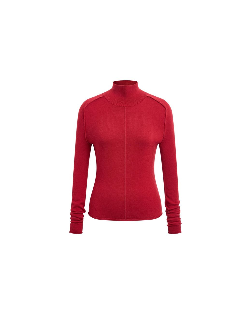 Fabrique Red Tilly Seamed Saddle Shoulder Turtleneck Top