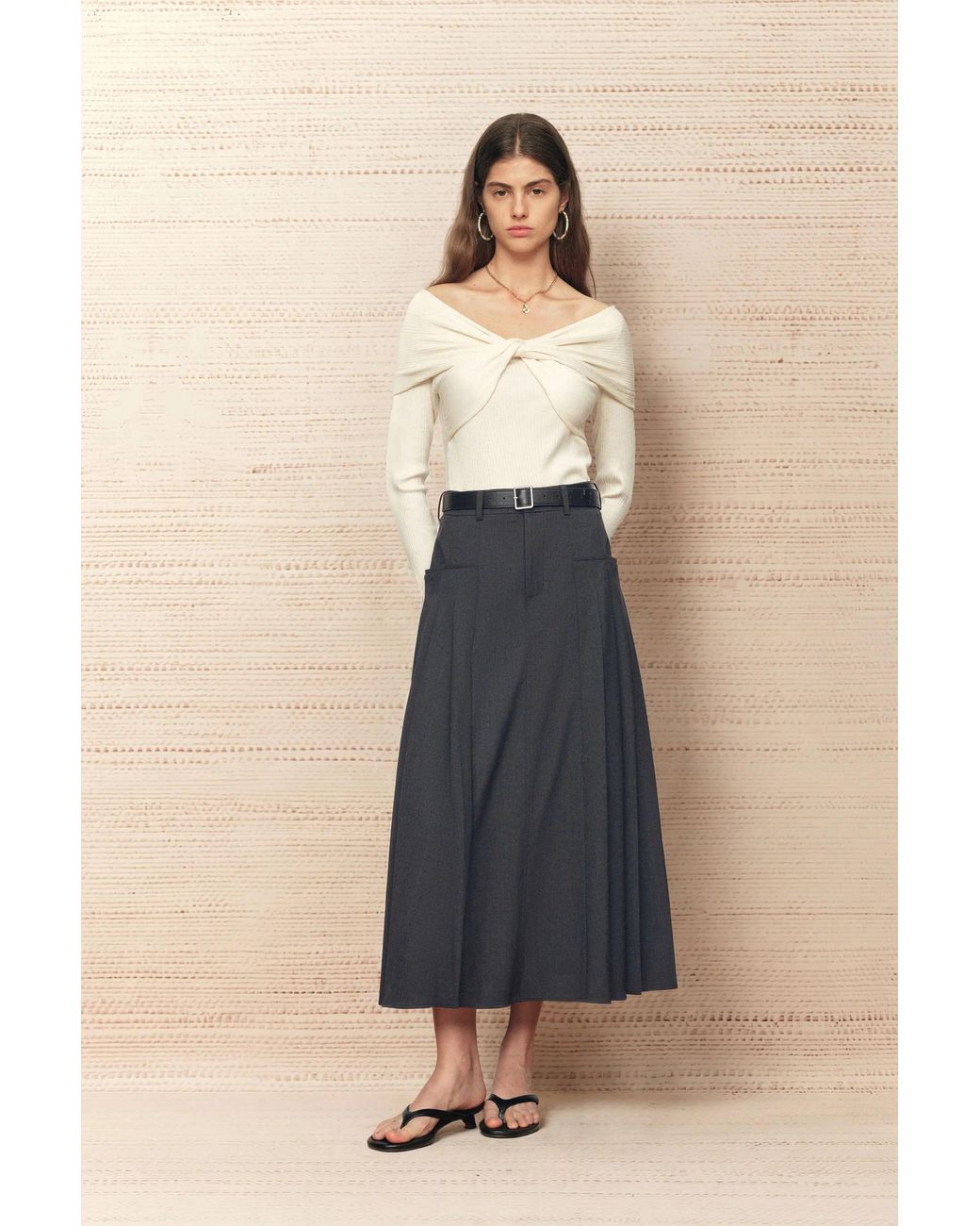 Fabrique Blue Gloria Pleated High Waist Skirt
