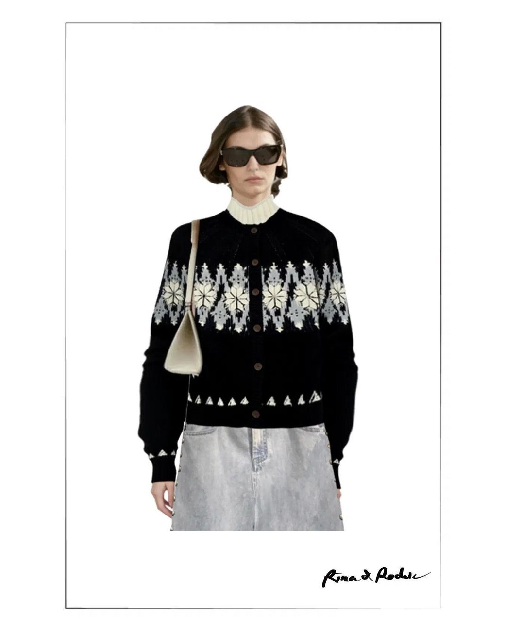 Fabrique Natural Eira Snowflake Fair Isle Cardigan
