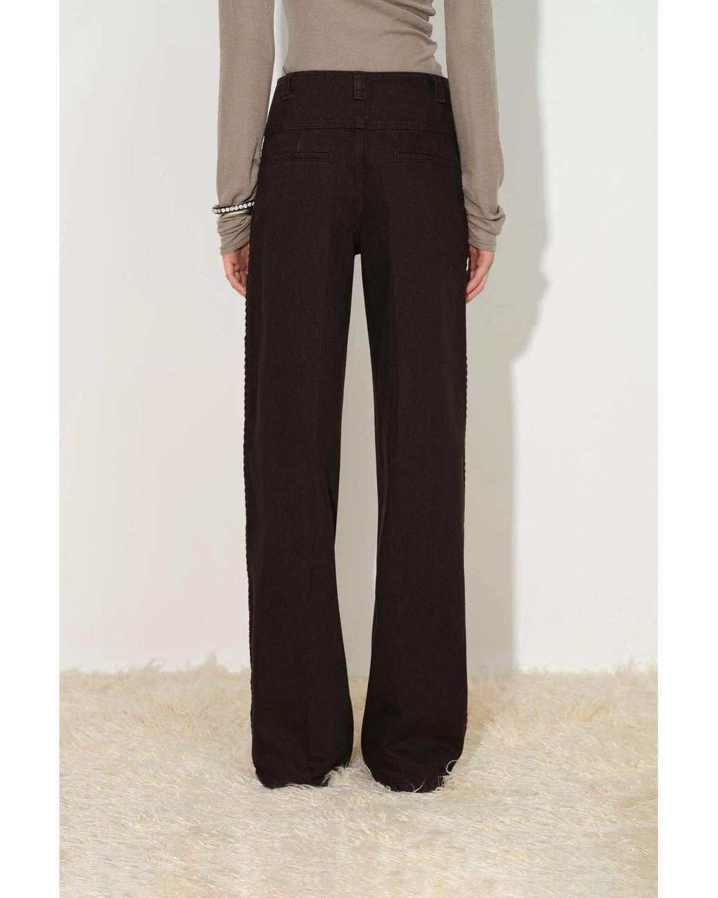 Fabrique Black Lim Tape Trim Wide Leg Jeans