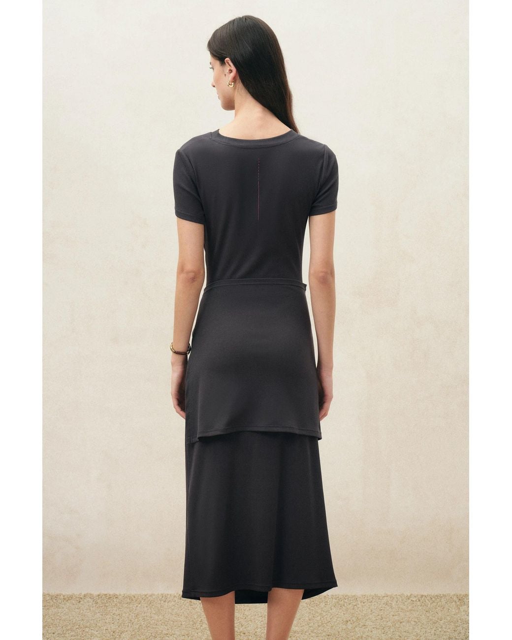 Fabrique Natural Isla Ruched Tie Front T-Shirt Dress