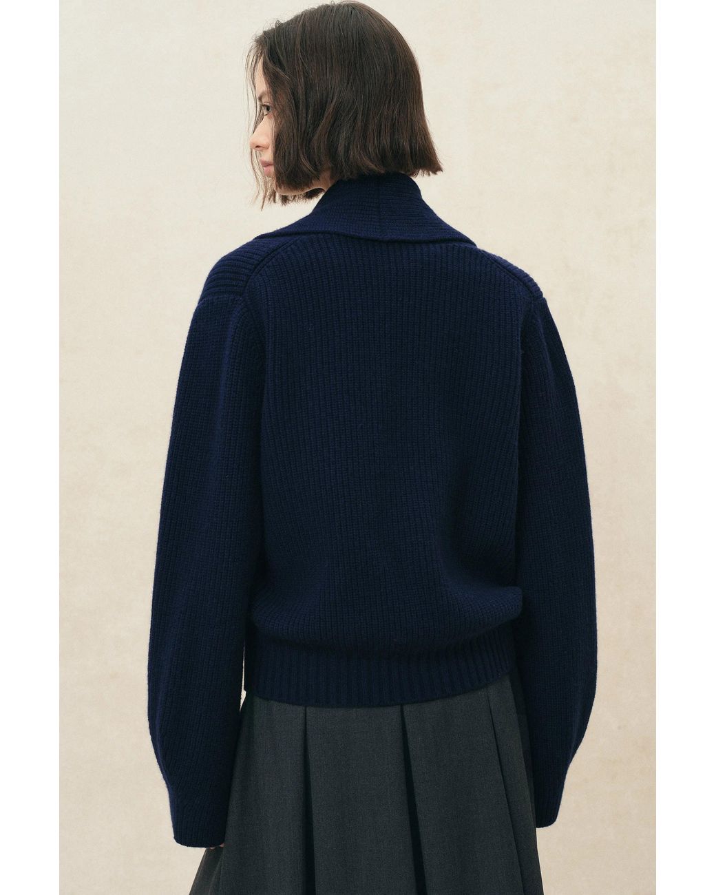 Fabrique Blue Xaviera Relaxed Shawl Collar Cardigan