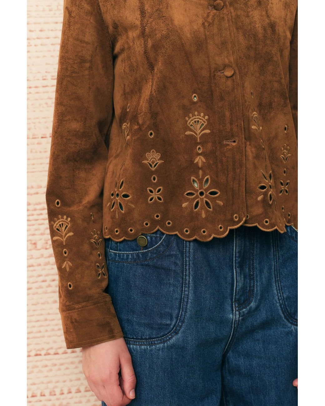 Fabrique Green Jane Floral Cutwork Embroidery Shirt Jacket