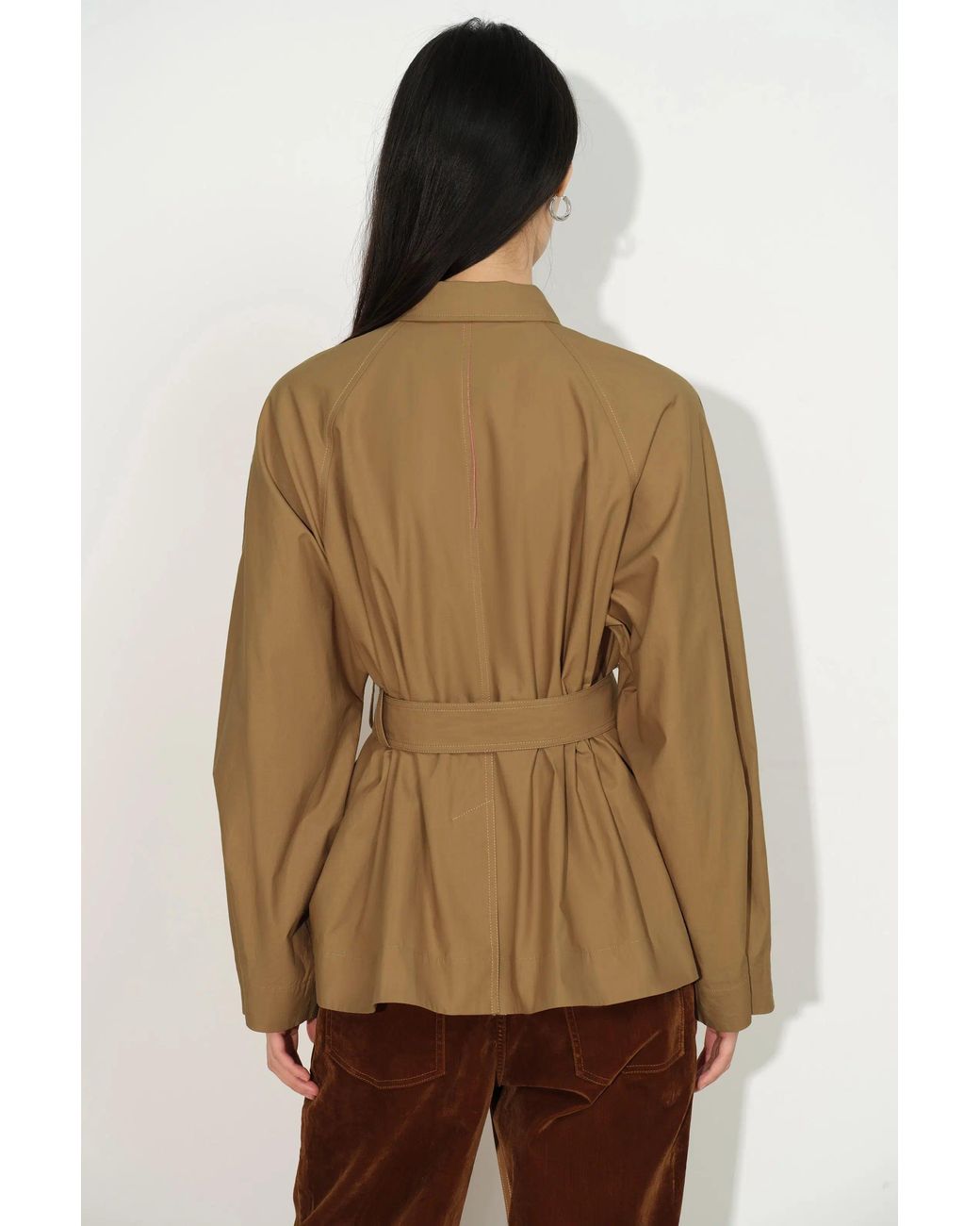 Fabrique Natural Daisy Scarf Collar Trench Coat