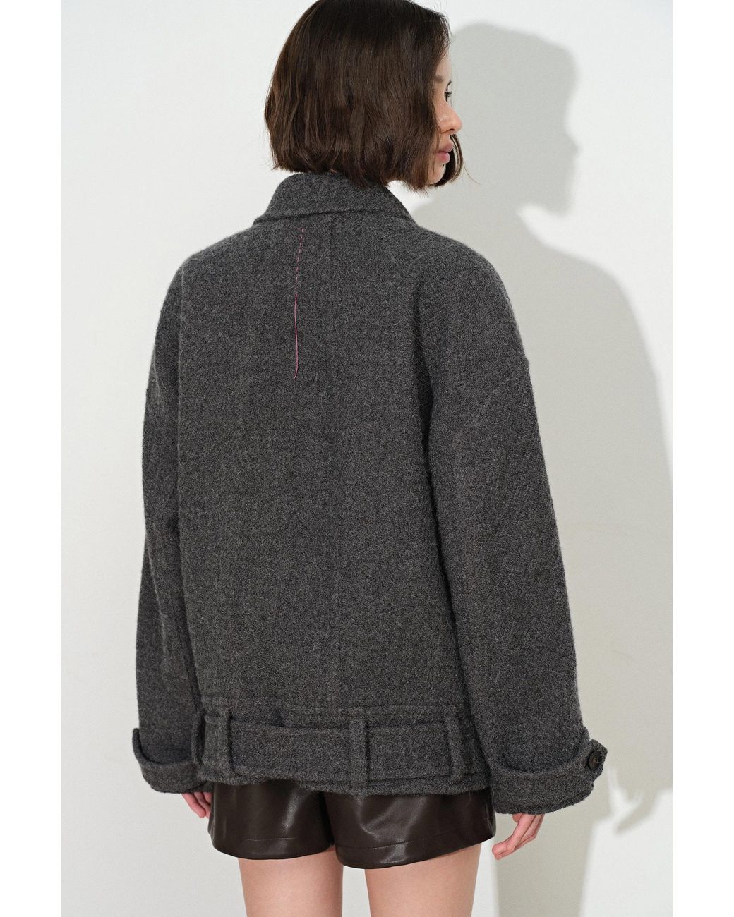 Fabrique Black Hildegard Belted Cropped Coat