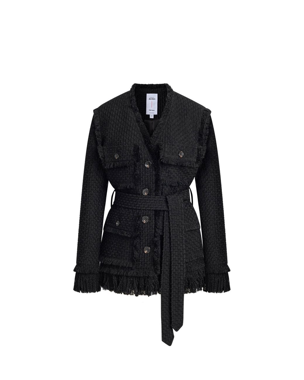 Fabrique Blue Graziosa Belted Fringed Safari Jacket