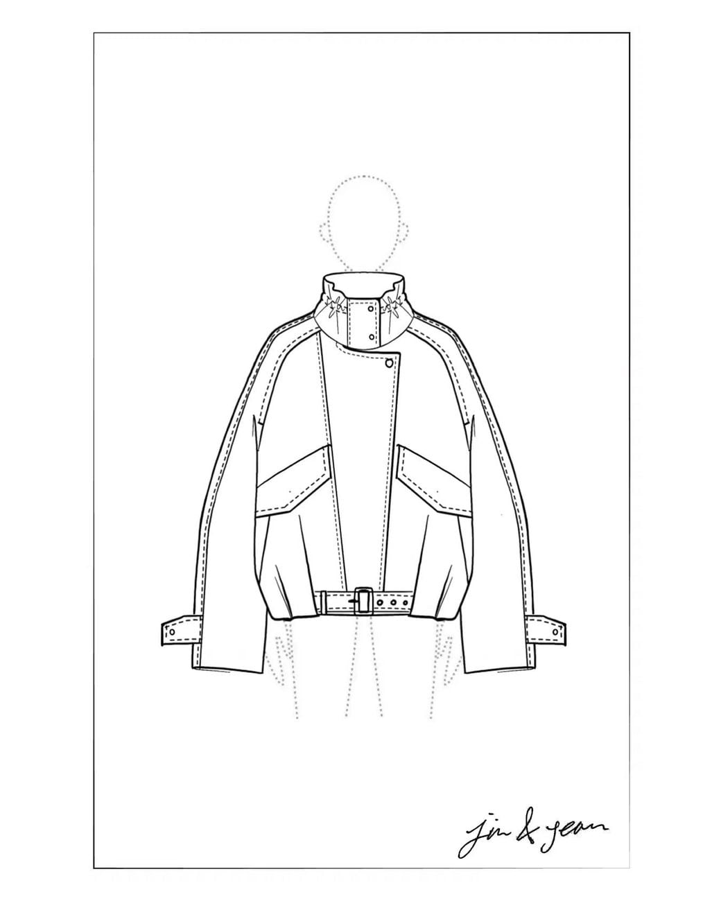Fabrique Natural Juno Belted Stand Collar Bubble Jacket