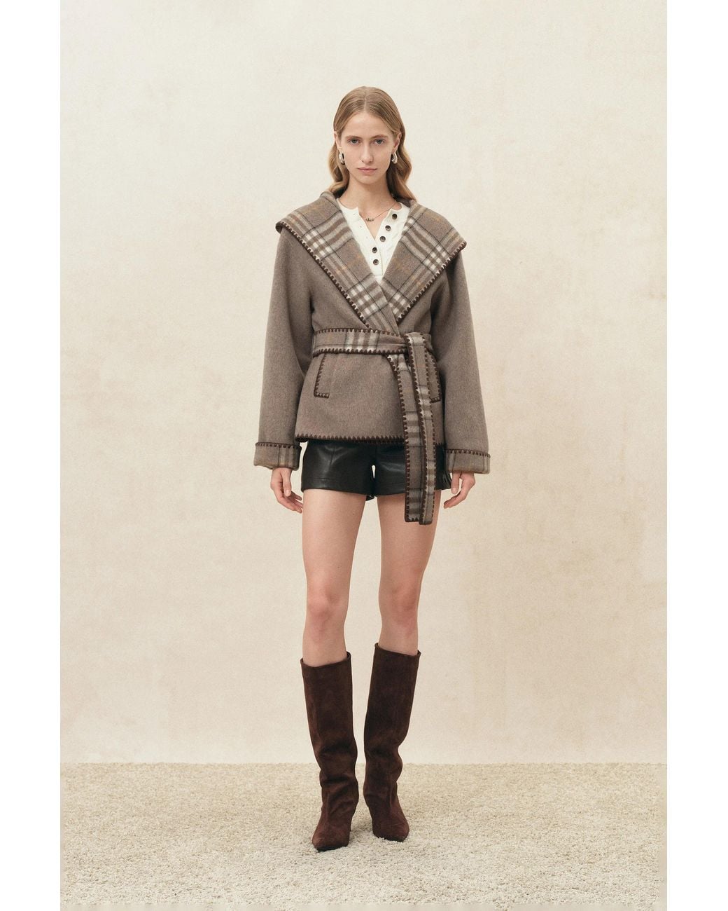 Fabrique Natural Aimee Embroidered Reversible Hooded Coat