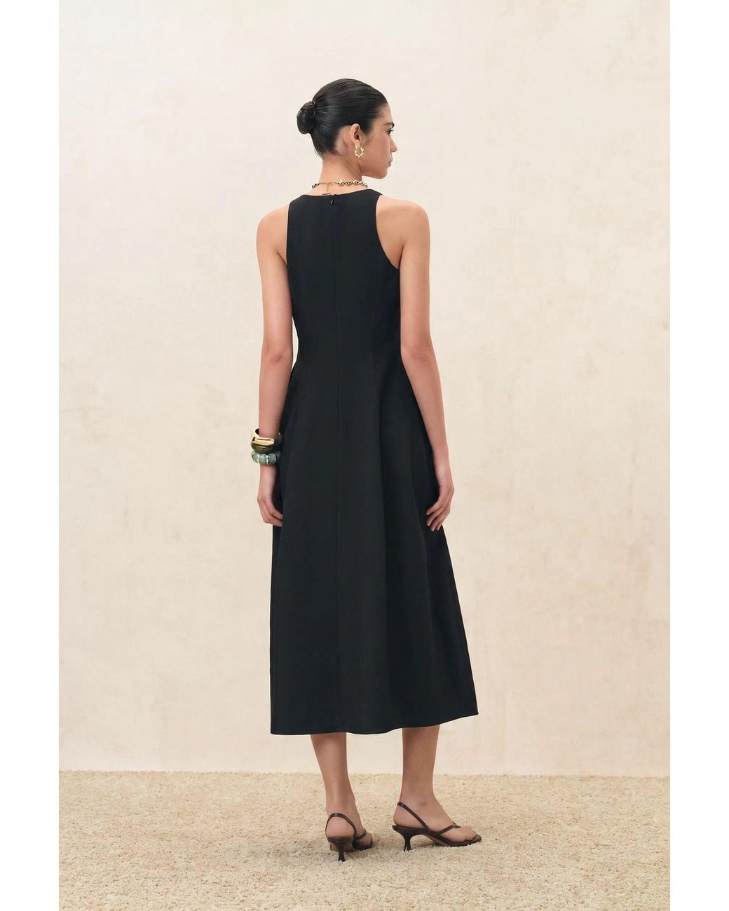 Fabrique Black Lina Waist Cinched Bubble Hem Dress