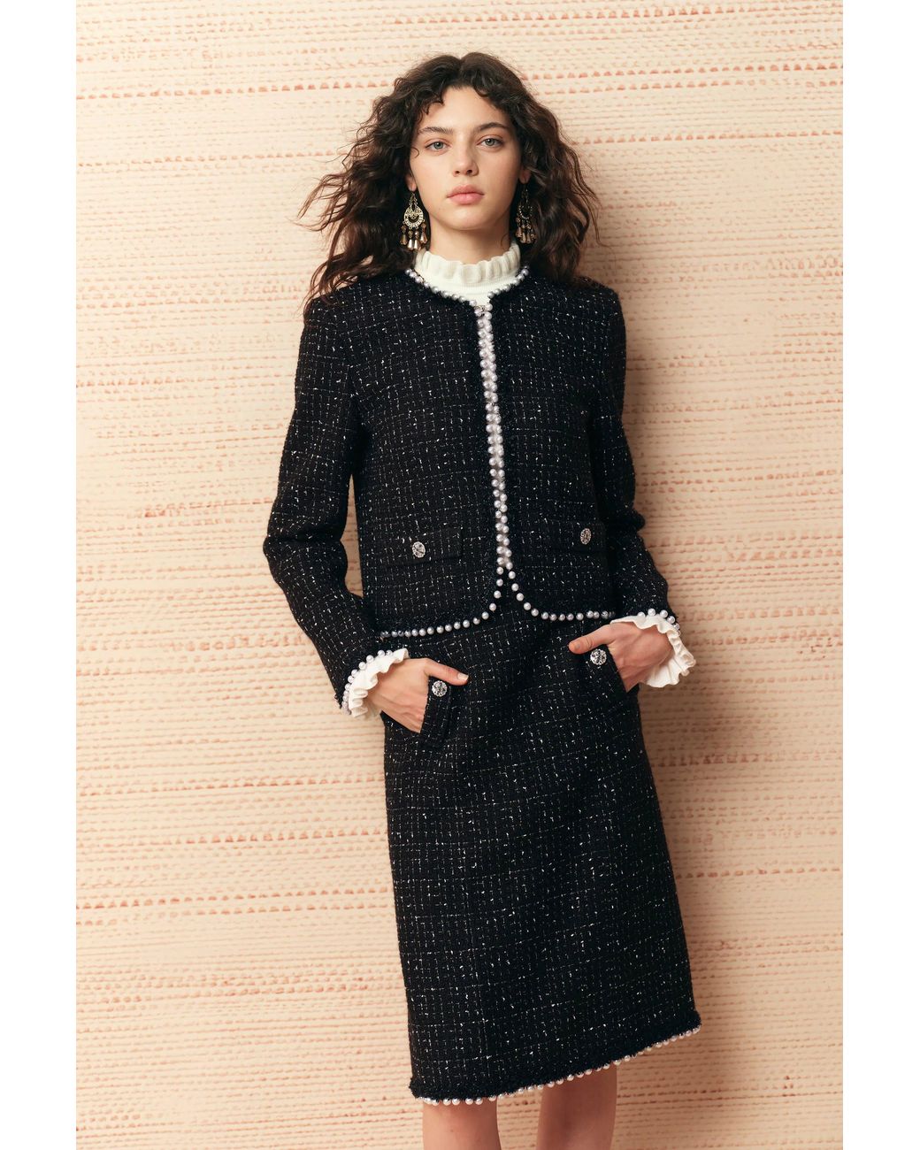 Fabrique Black Cynthia Pearl Beaded Jacket