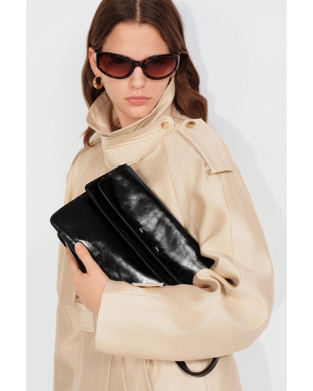 Fabrique Black Soft Rialto Double Flap Bag