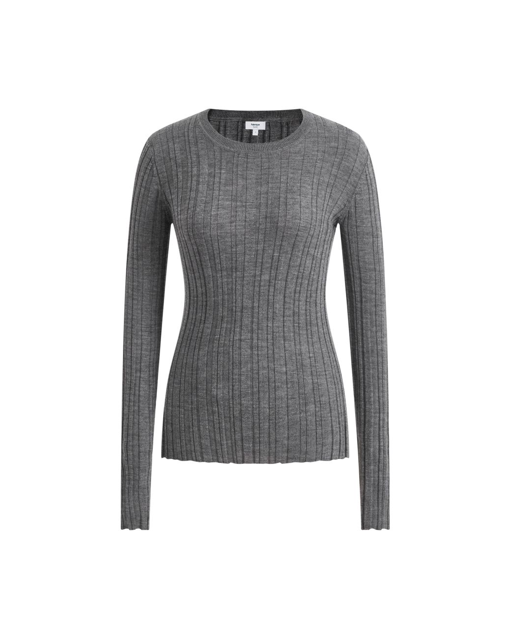 Fabrique Blue Cara Side Slit Long Sleeve Fitted Top