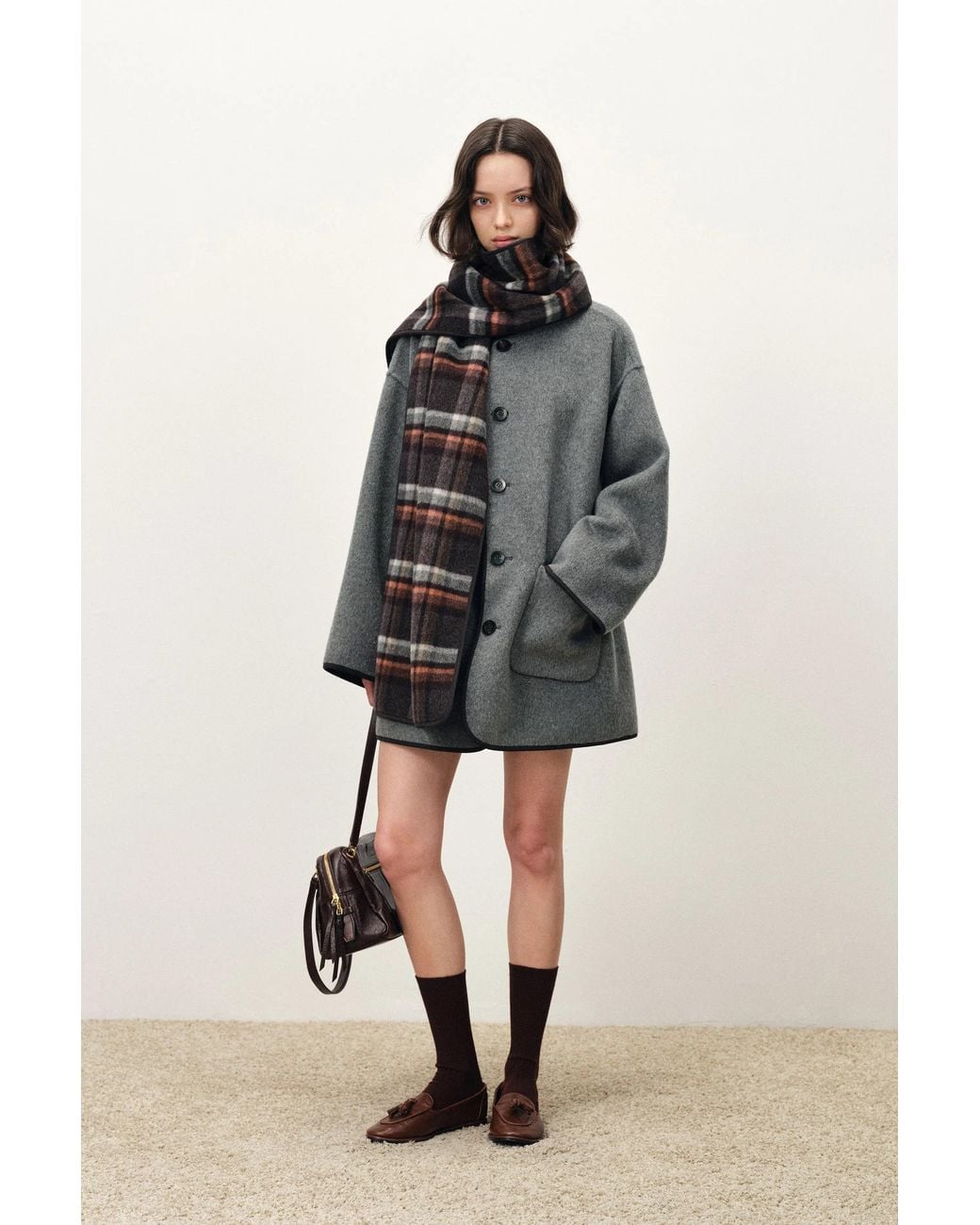 Fabrique Green Cecilia Reversible Scarf Cape Coat