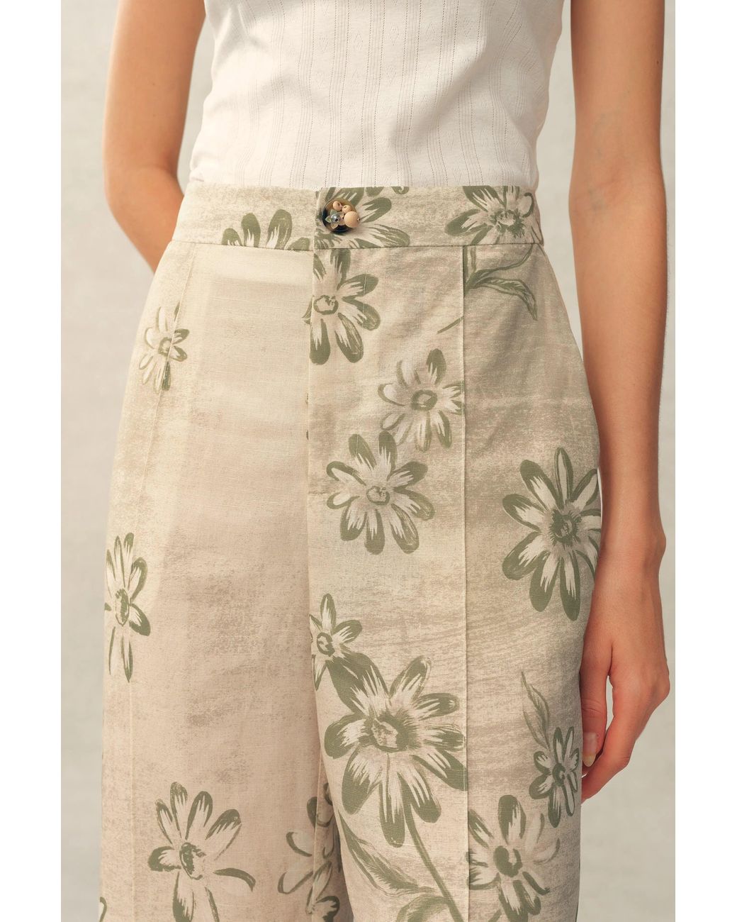 Fabrique Natural Diana Handwork Beads Crop Flare Pants