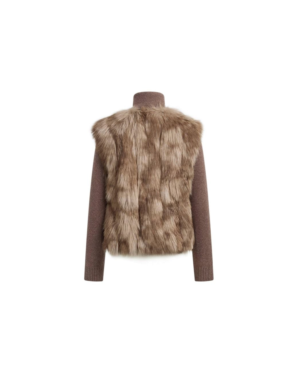 Fabrique Natural Gianna Knit Panel Faux Fox Fur Jacket