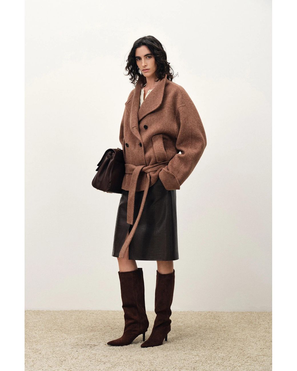Fabrique Multicolor Asa Belted Low Waist Cropped Coat