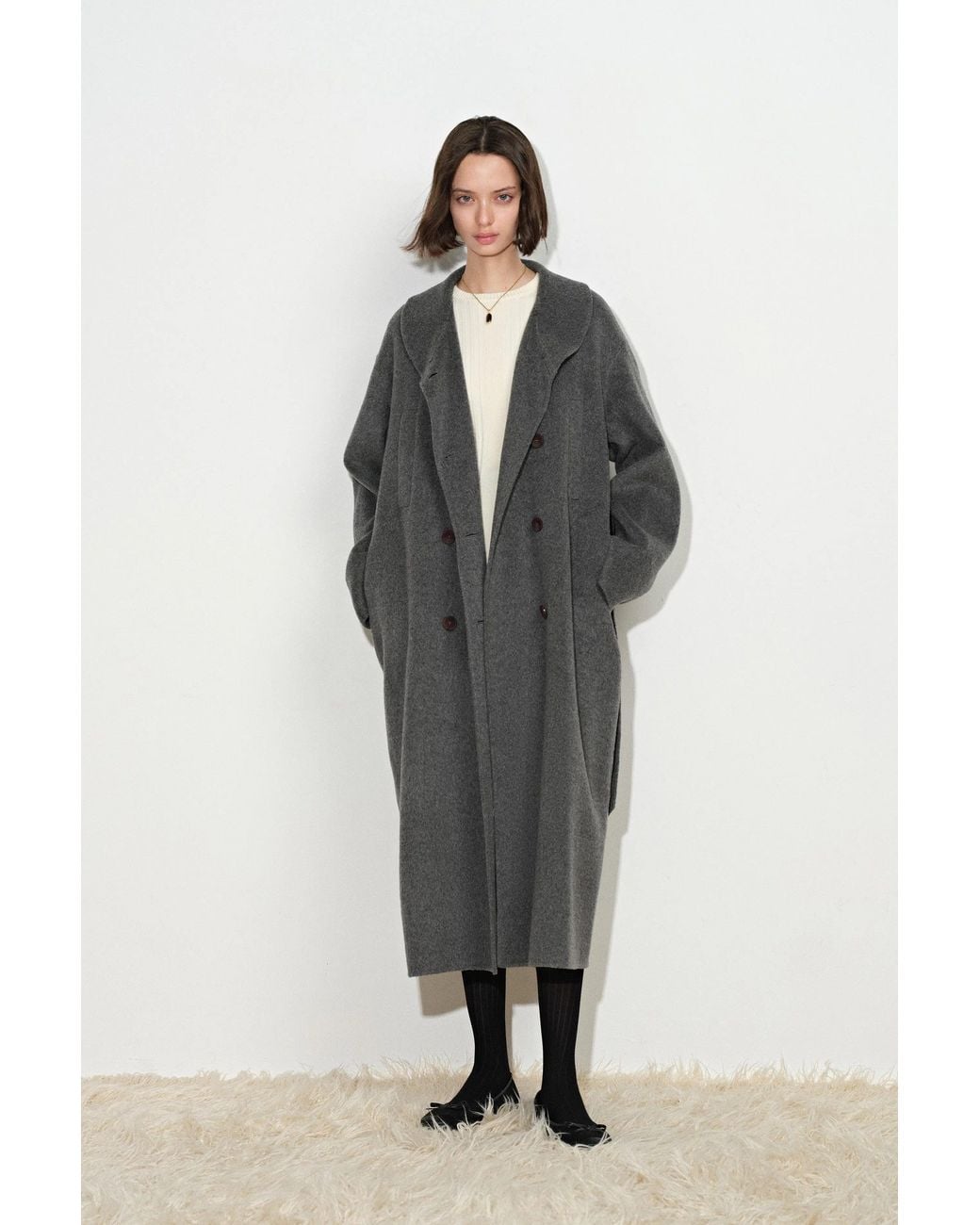 Fabrique Gray Tullia Belted Cocoon Long Coat