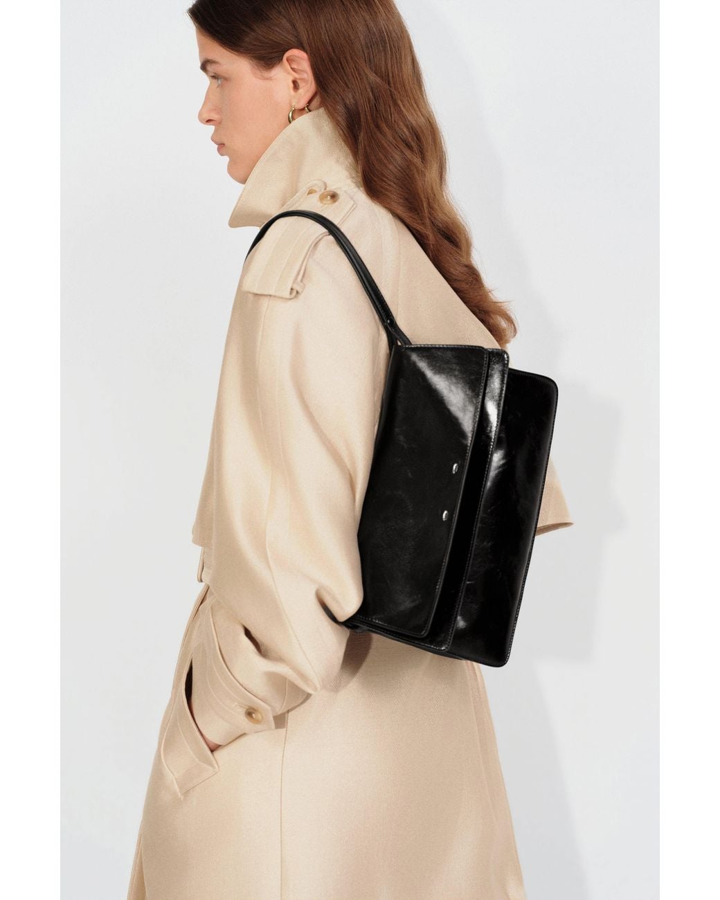 Fabrique Black Soft Rialto Double Flap Bag