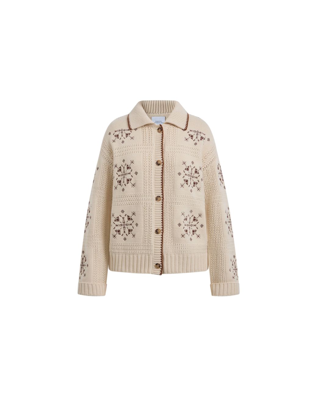 Fabrique Blue Avery Snowflake Cross Stitch Cardigan