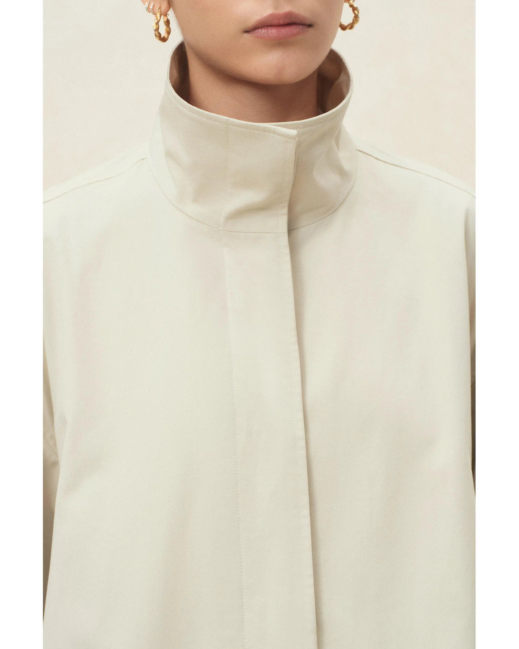 Fabrique Natural Melody Plaid Accent Trench Coat