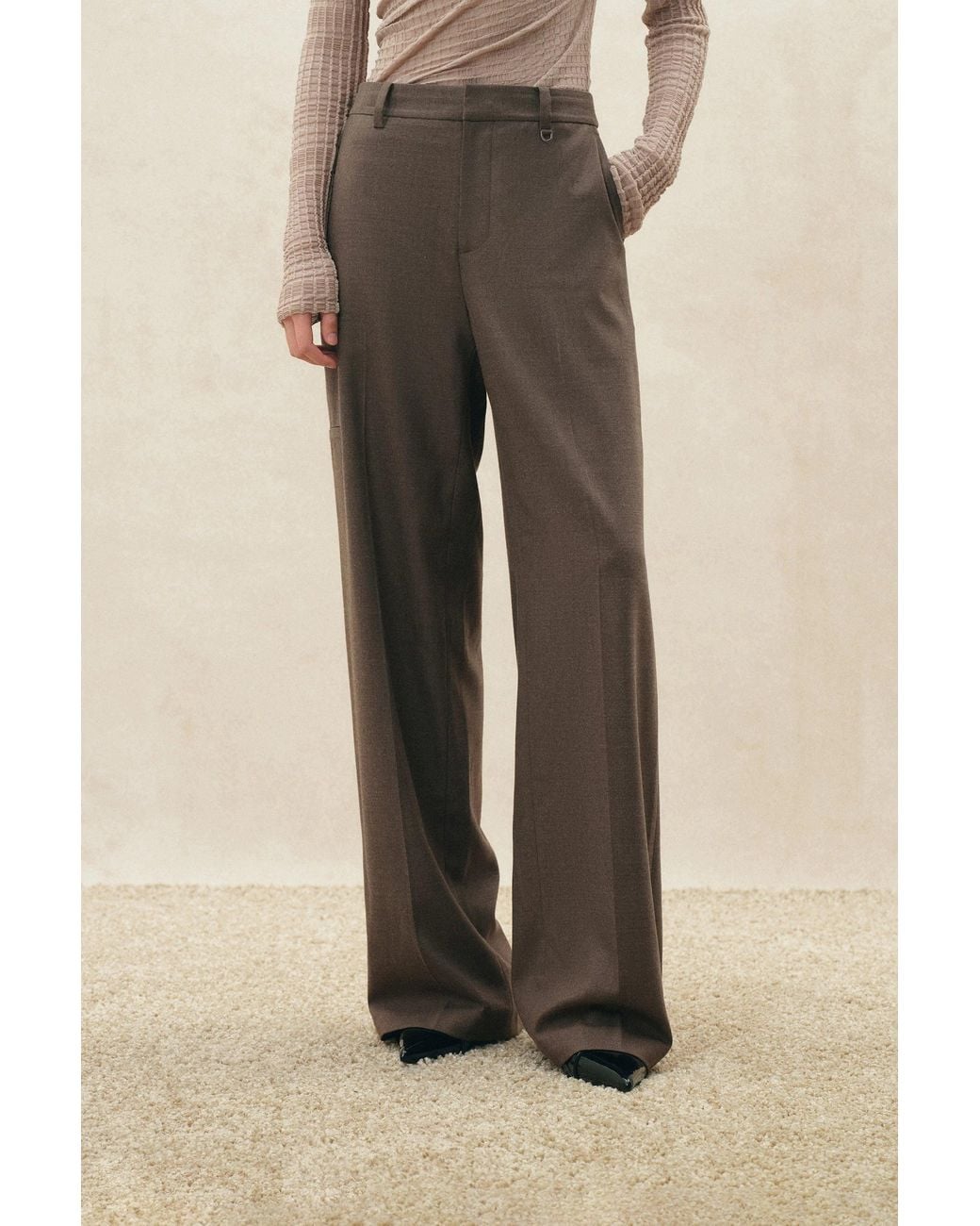 Fabrique Natural Cassia Metal Ring Slim Straight Leg Pants