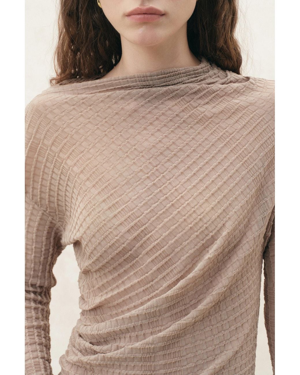 Fabrique Natural Severine Runched Sheer Top