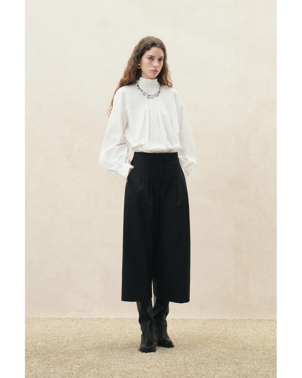 Fabrique Black Toranto Cropped Wide Leg Pants