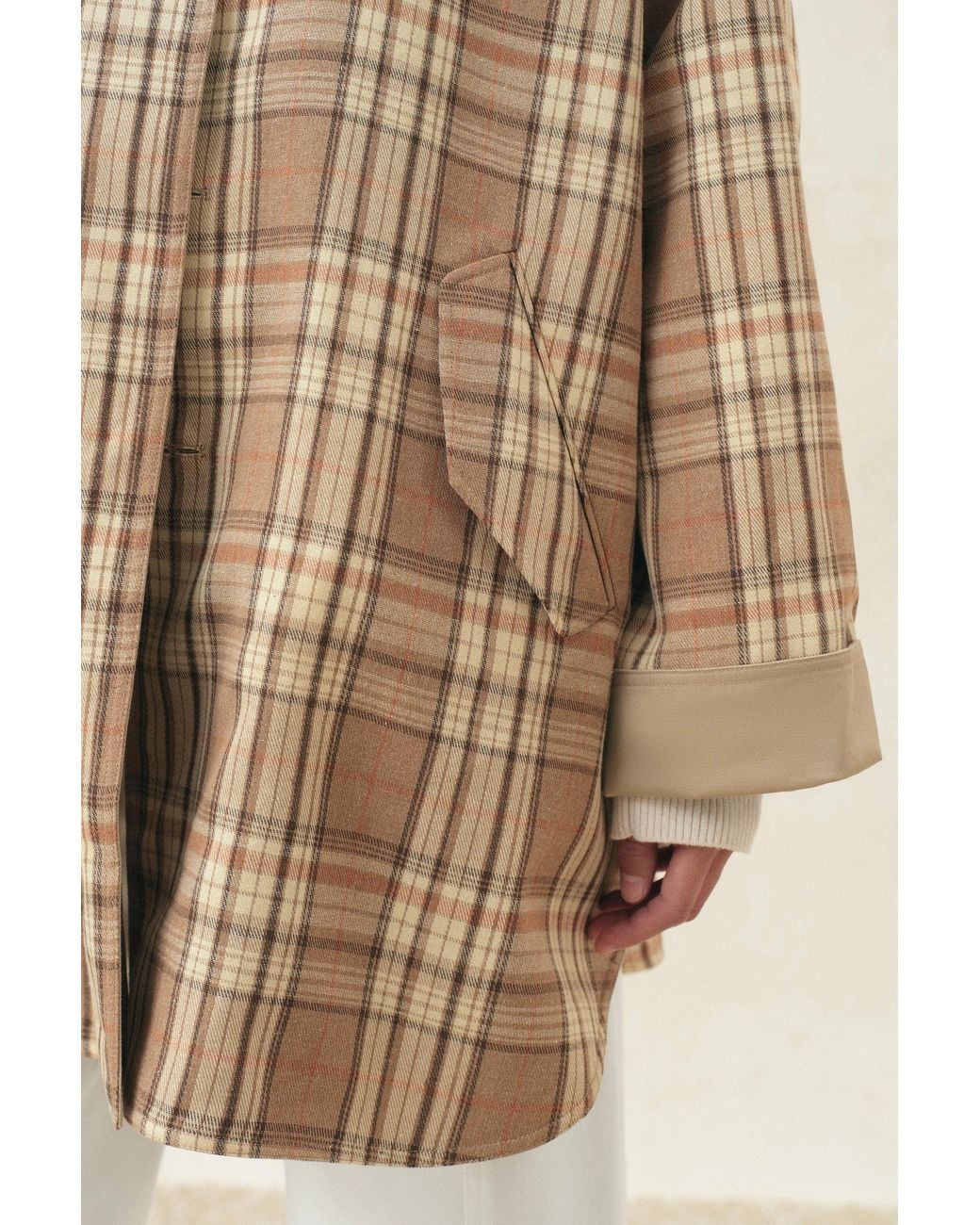 Fabrique Multicolor Tamsin Reversible Plaid Trench Coat With Scarf