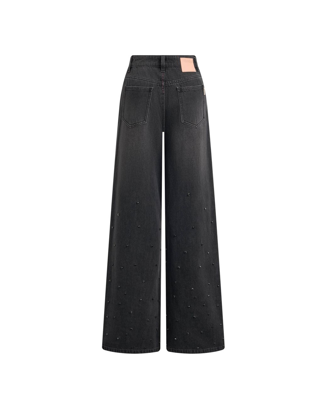 Fabrique Black Nia Hand Studded Fringed Straight Leg Jeans