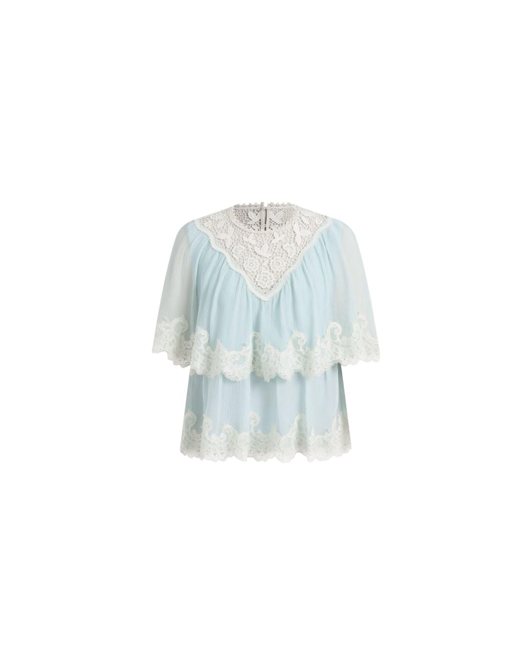 Fabrique Natural Sophia Lace Embroidery Summer Cape Short Sleeve Blouse