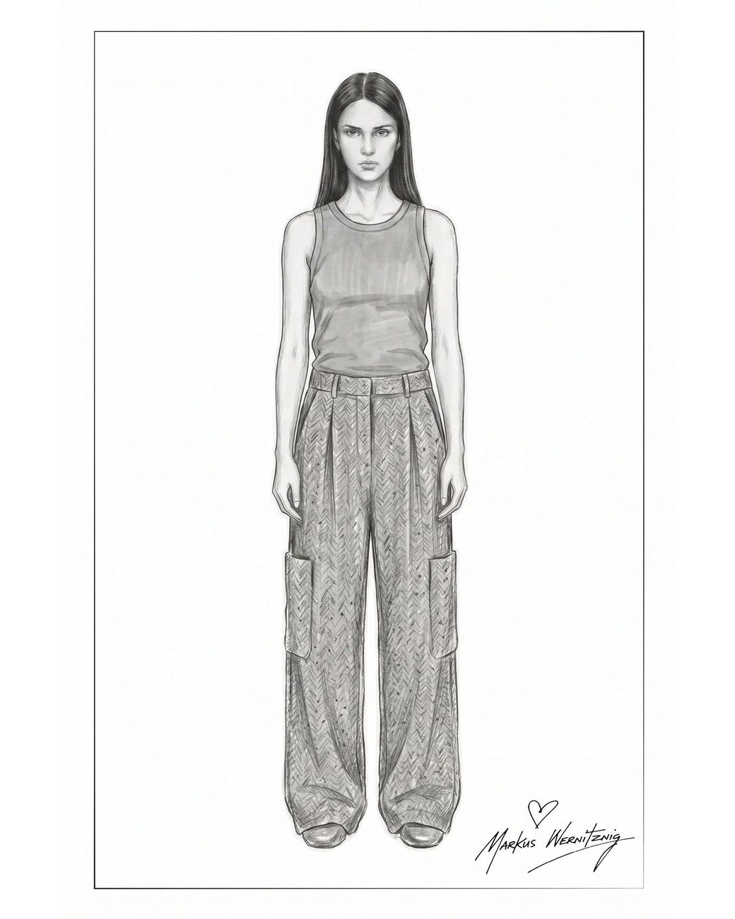 Fabrique Natural Beatrice Flecked Wide Leg Tailored Trousers With Patch Pockets