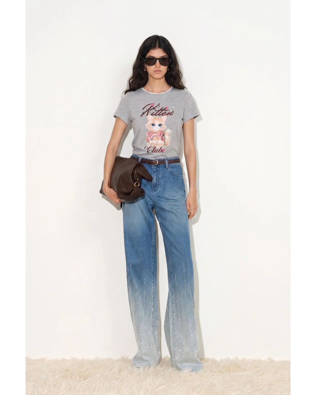 Fabrique Blue Elara Rhinestone Straight Leg Jeans