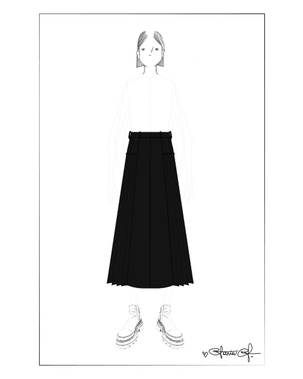 Fabrique Blue Gloria Pleated High Waist Skirt