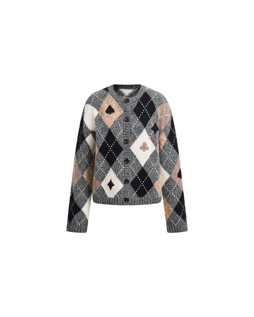 Fabrique Black Marta Hand Embroidery Contrast Argyle Cardigan