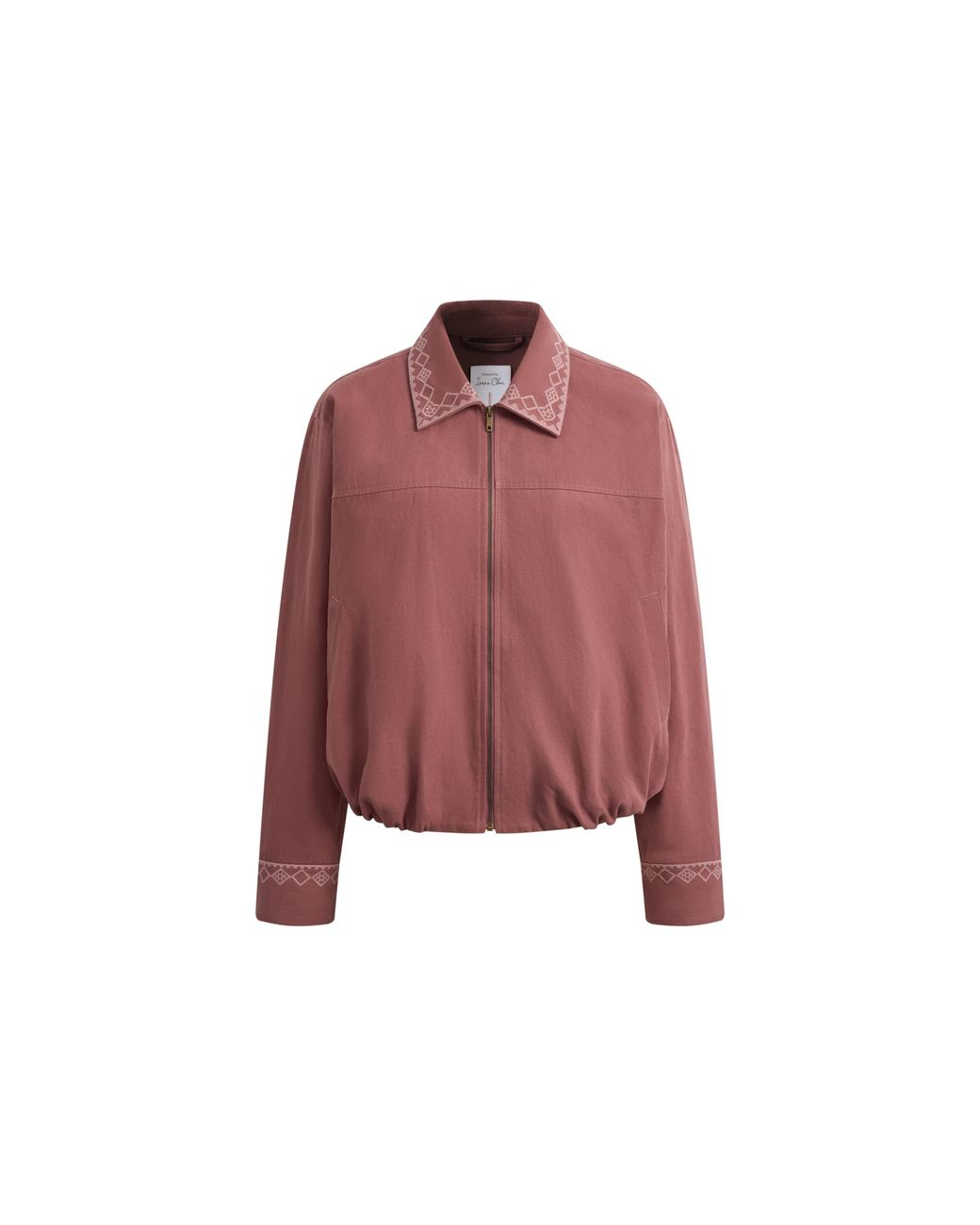 Fabrique Pink Aurora Embroidery Cropped Bomber Jacket