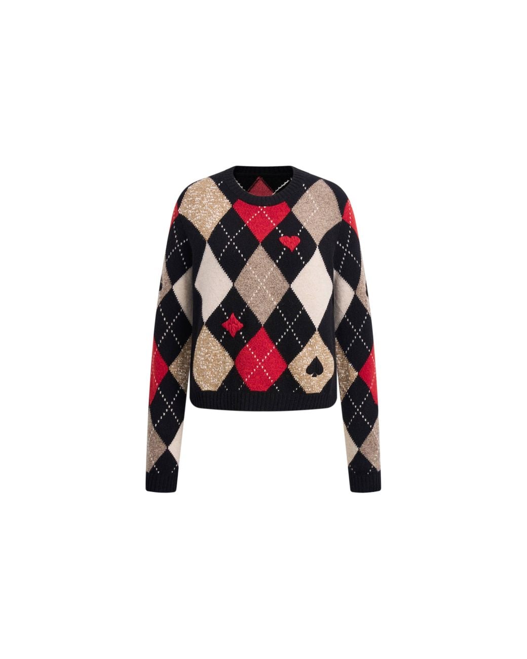 Fabrique Blue Vittoria Hand Embroidery Argyle Sweater