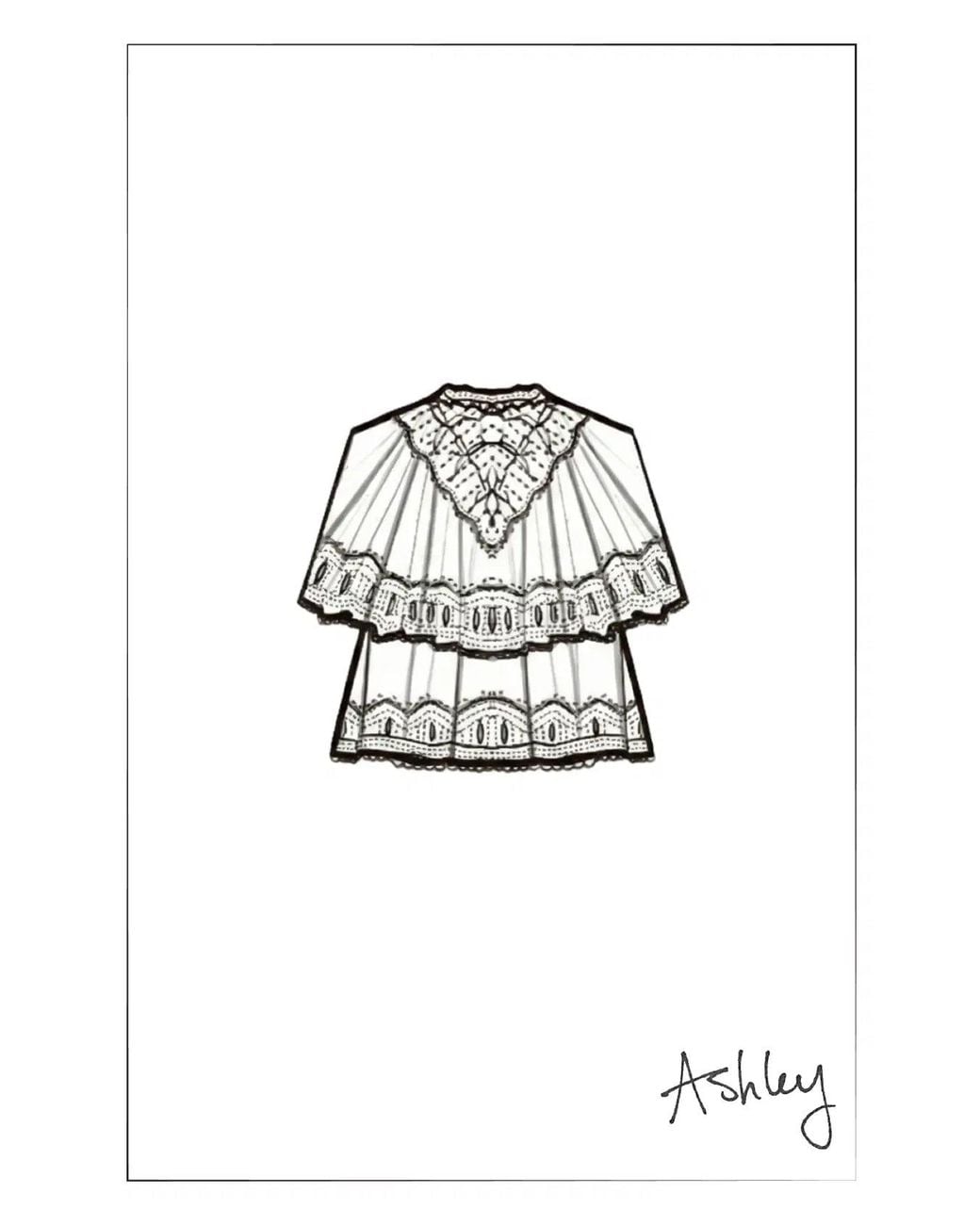 Fabrique Natural Sophia Lace Embroidery Summer Cape Short Sleeve Blouse