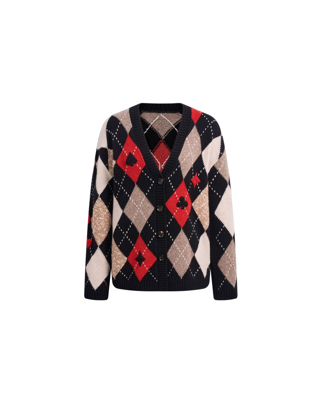 Fabrique Black Hélène Hand Embroidery Argyle Cardigan