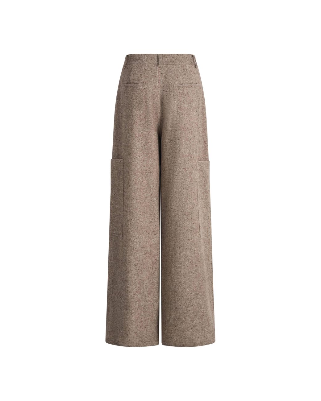 Fabrique Natural Beatrice Flecked Wide Leg Tailored Trousers With Patch Pockets
