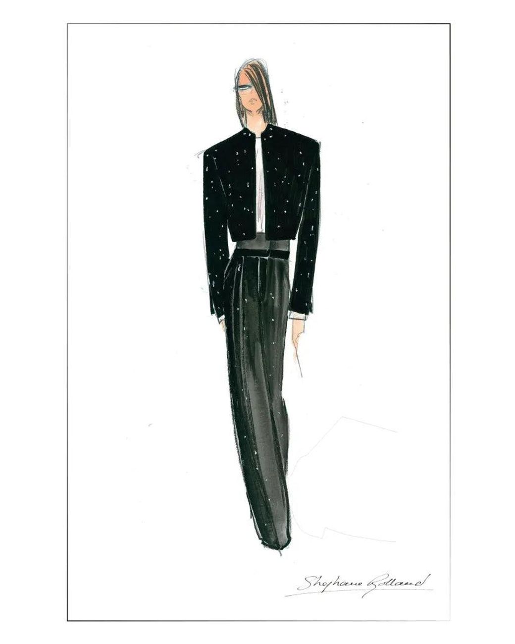 Fabrique Purple Aquila Hand Sewn Rhinestone Crop Suit Blazer